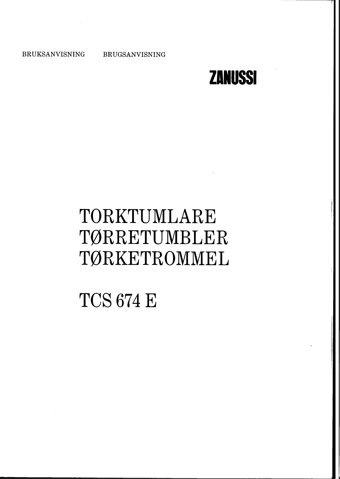 Zanussi TCS664E User Manual