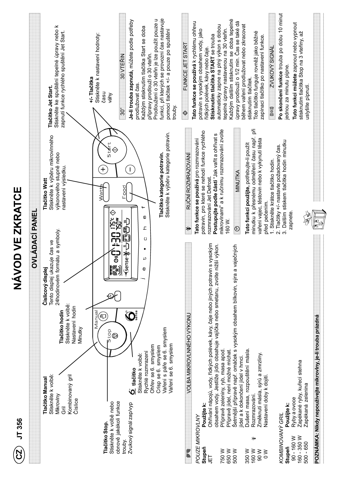 Whirlpool JT 356 alu, JT 356 black, JT 355/Alu Quick reference guide