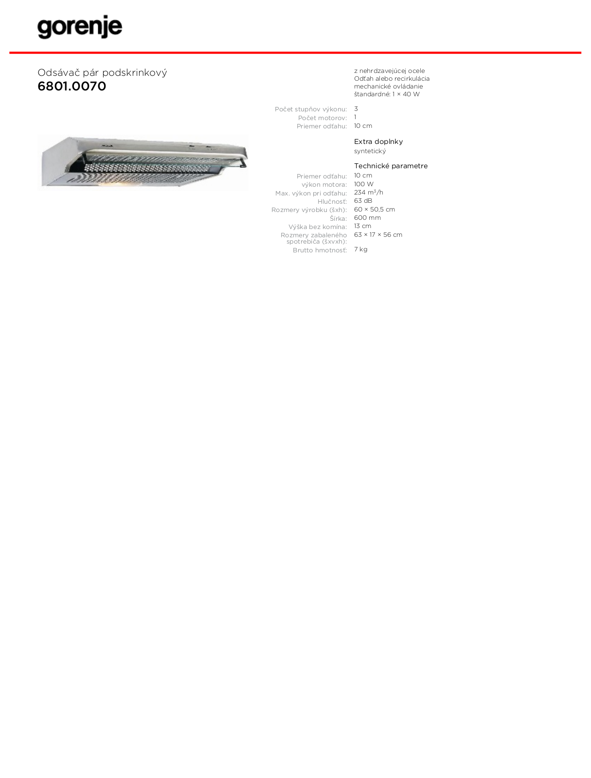 Gorenje 6801.0070 BROCHURE