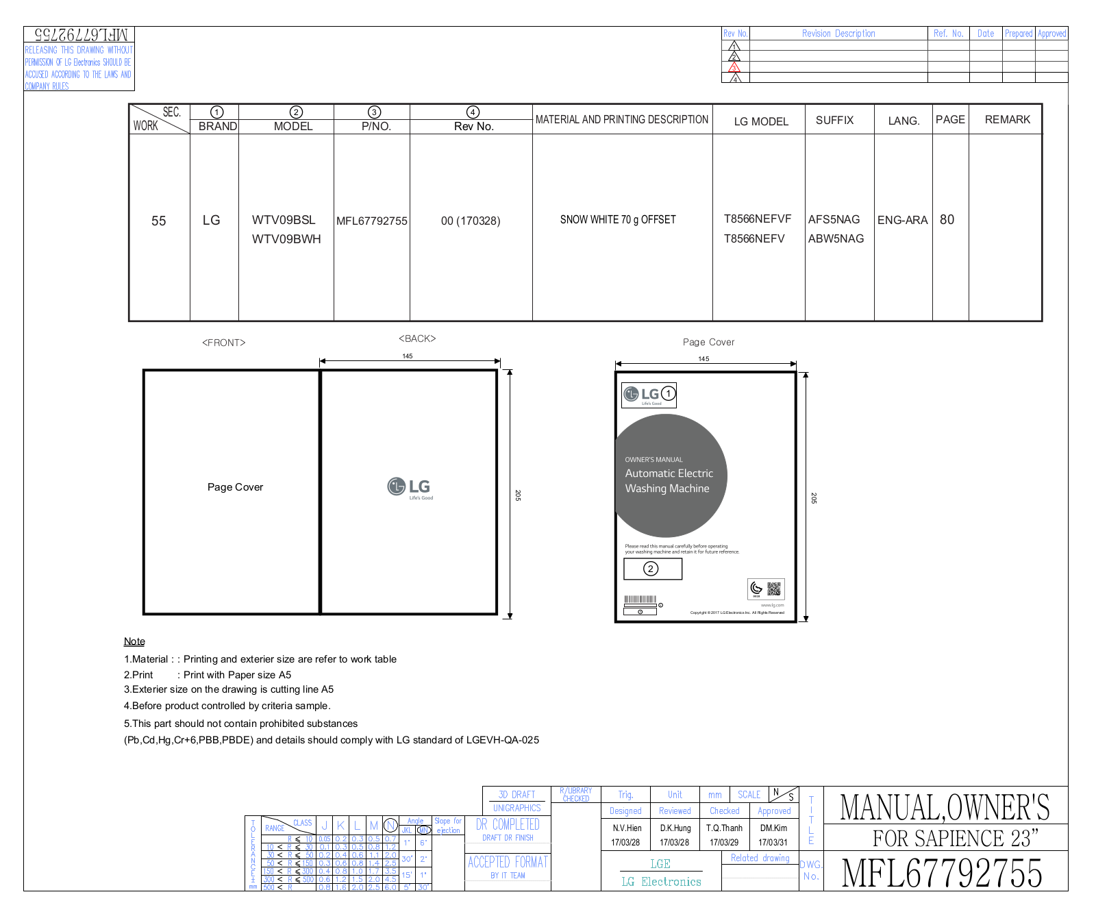 LG WTV09BSL Owner’s Manual