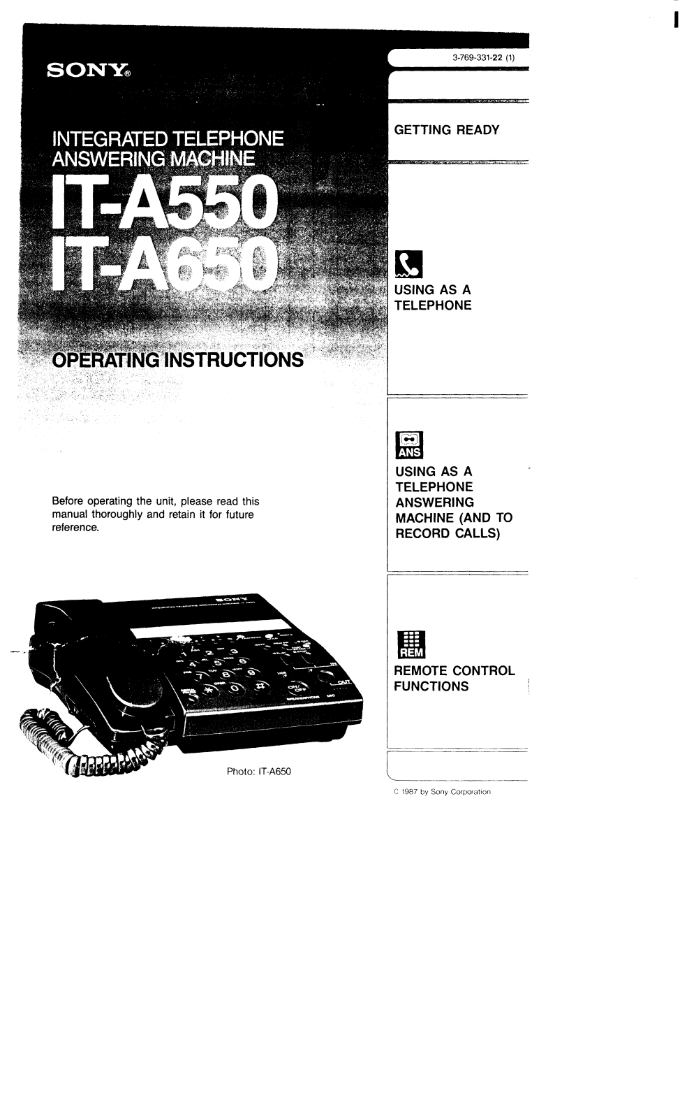 Sony IT-A550, IT-A650 Operating Instructions