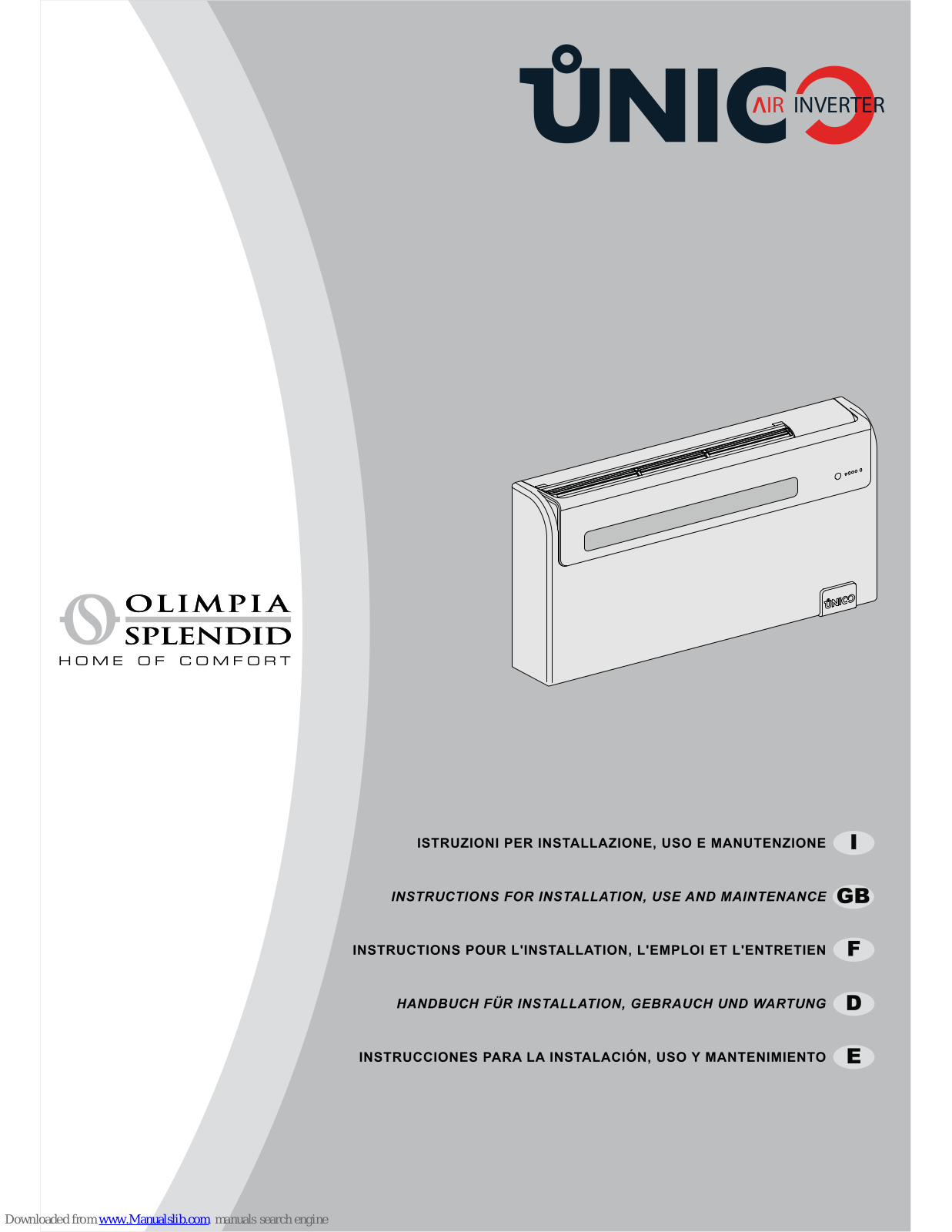 Olimpia splendid UNICO AIR INVERTER 8 SF, UNICO AIR INVERTER 8 HP Maintenance Manual