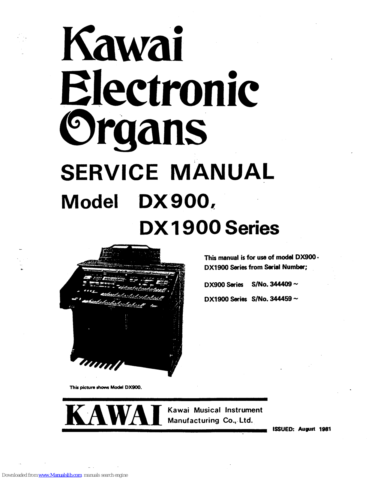 Kawai DX900 Series, DX1900 Series Service Manual