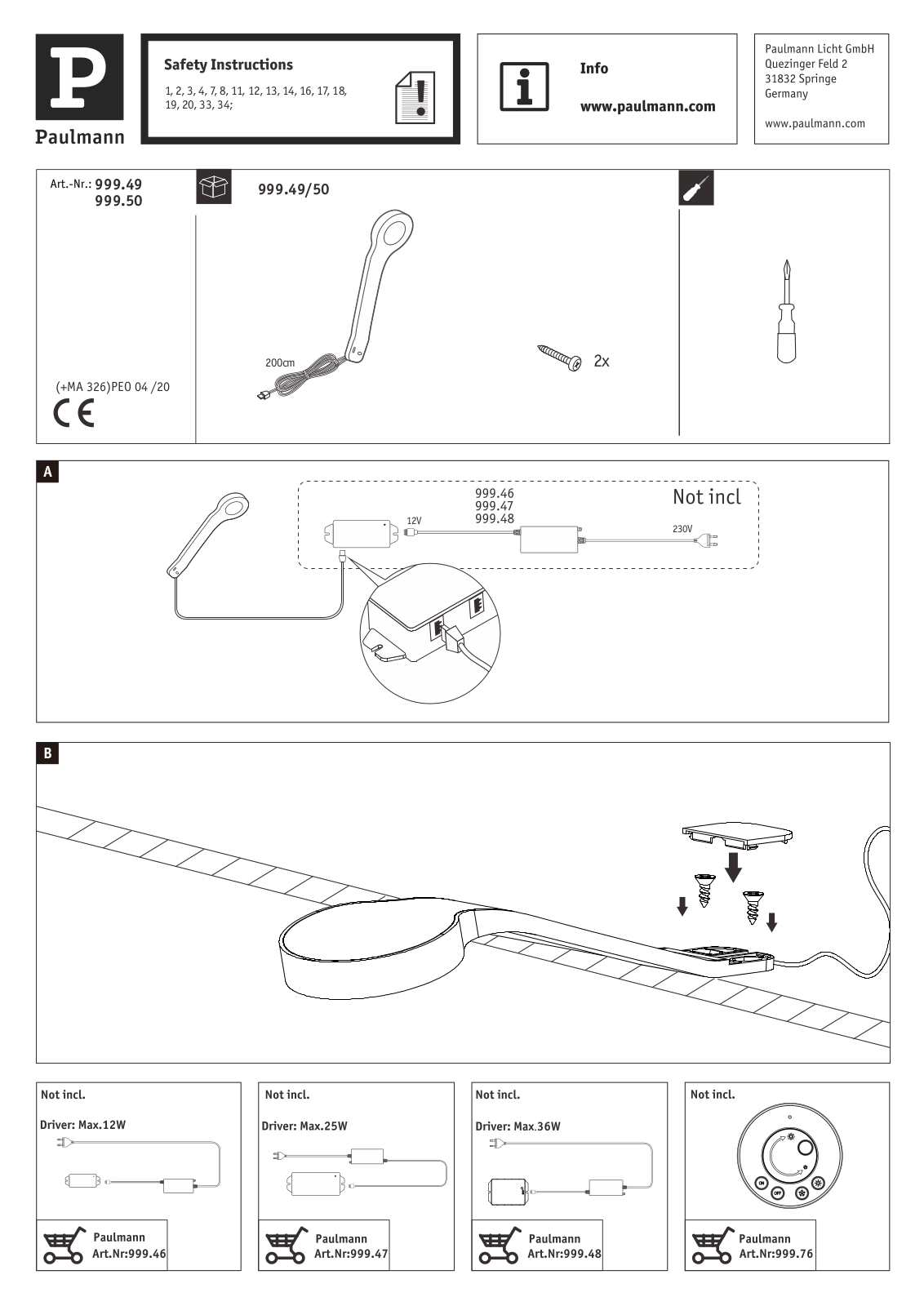 Paulmann 99949 Installation manual - ManualMachine.com