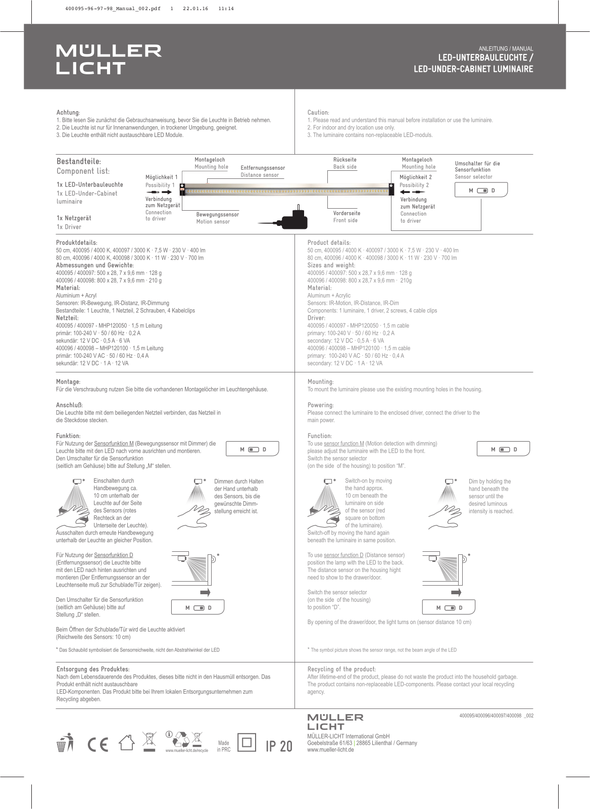 Müller-Licht 57026, 57038, 57027, 57039 User guide