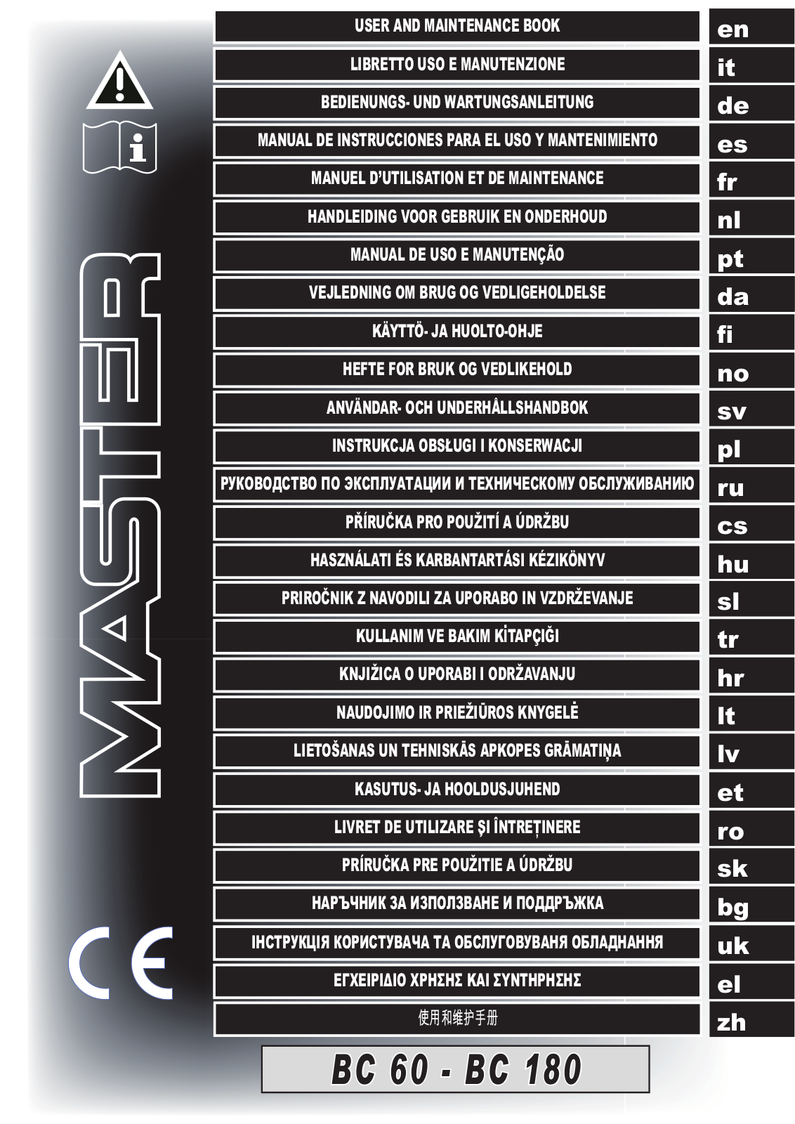 Master BC 60, BC 180 User Manual