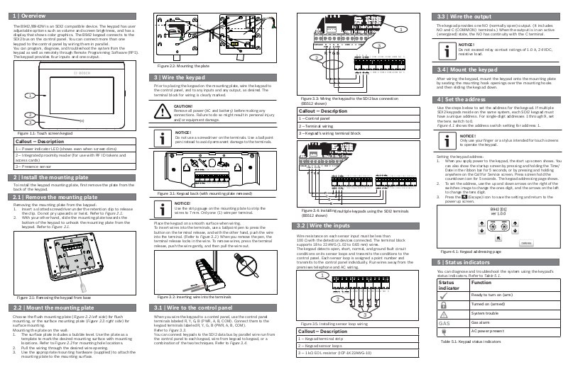 Bosch B942 B942W Installation Manual