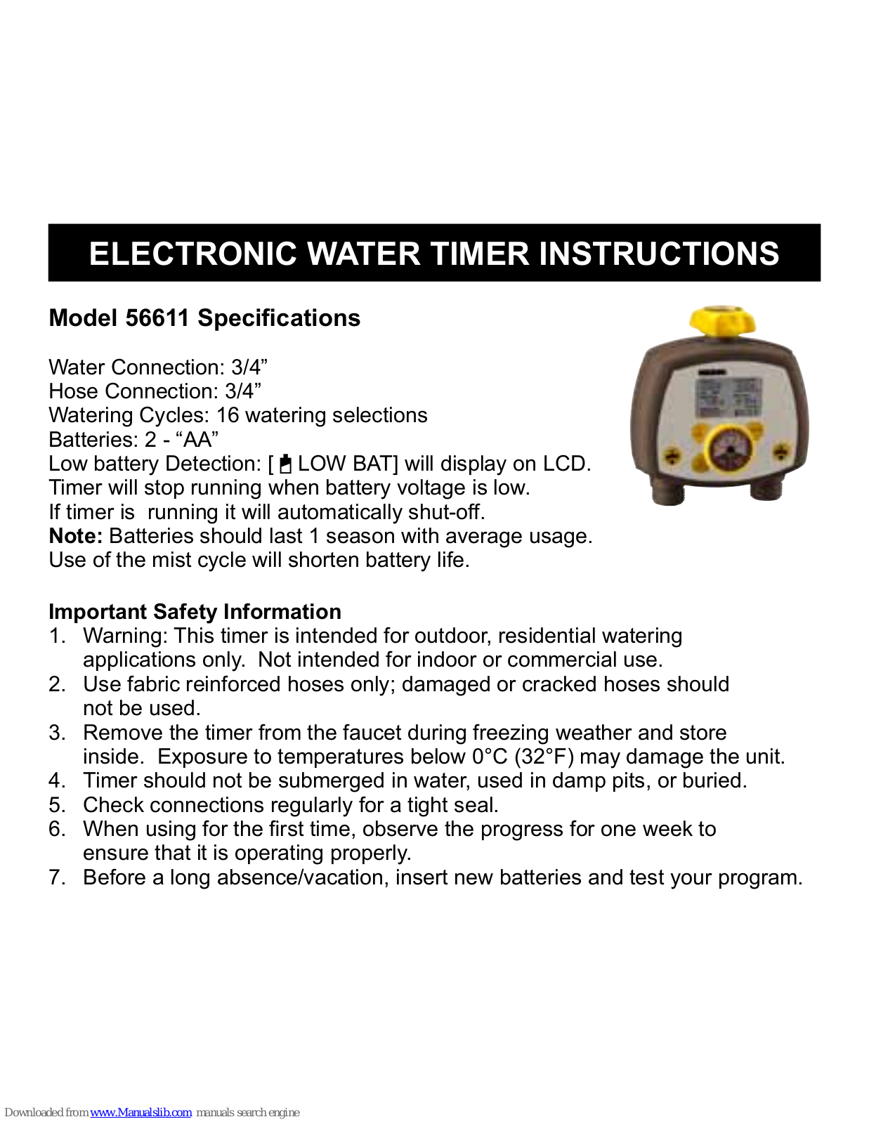 Bosch 56611 Instructions Manual