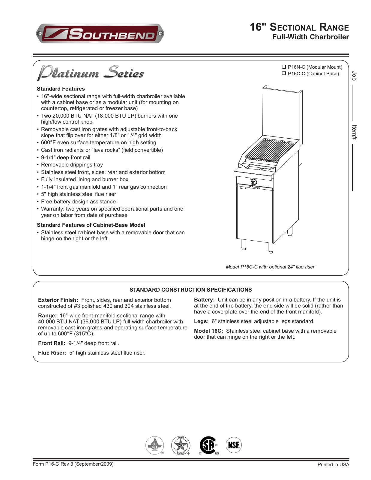 Southbend P16N-C General Manual