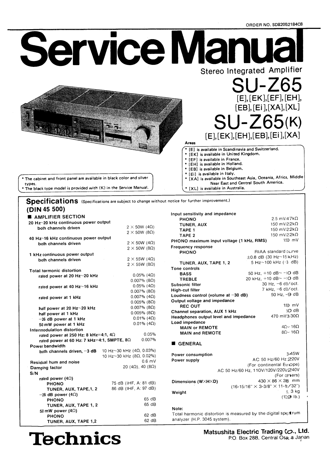 Technics SUZ65 int Service Manual