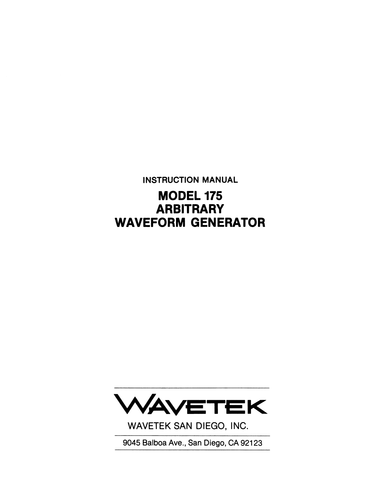 Wavetek 175 Service manual