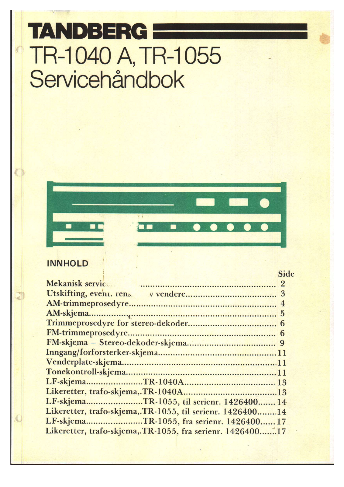 Tandberg TR-1055 Service manual