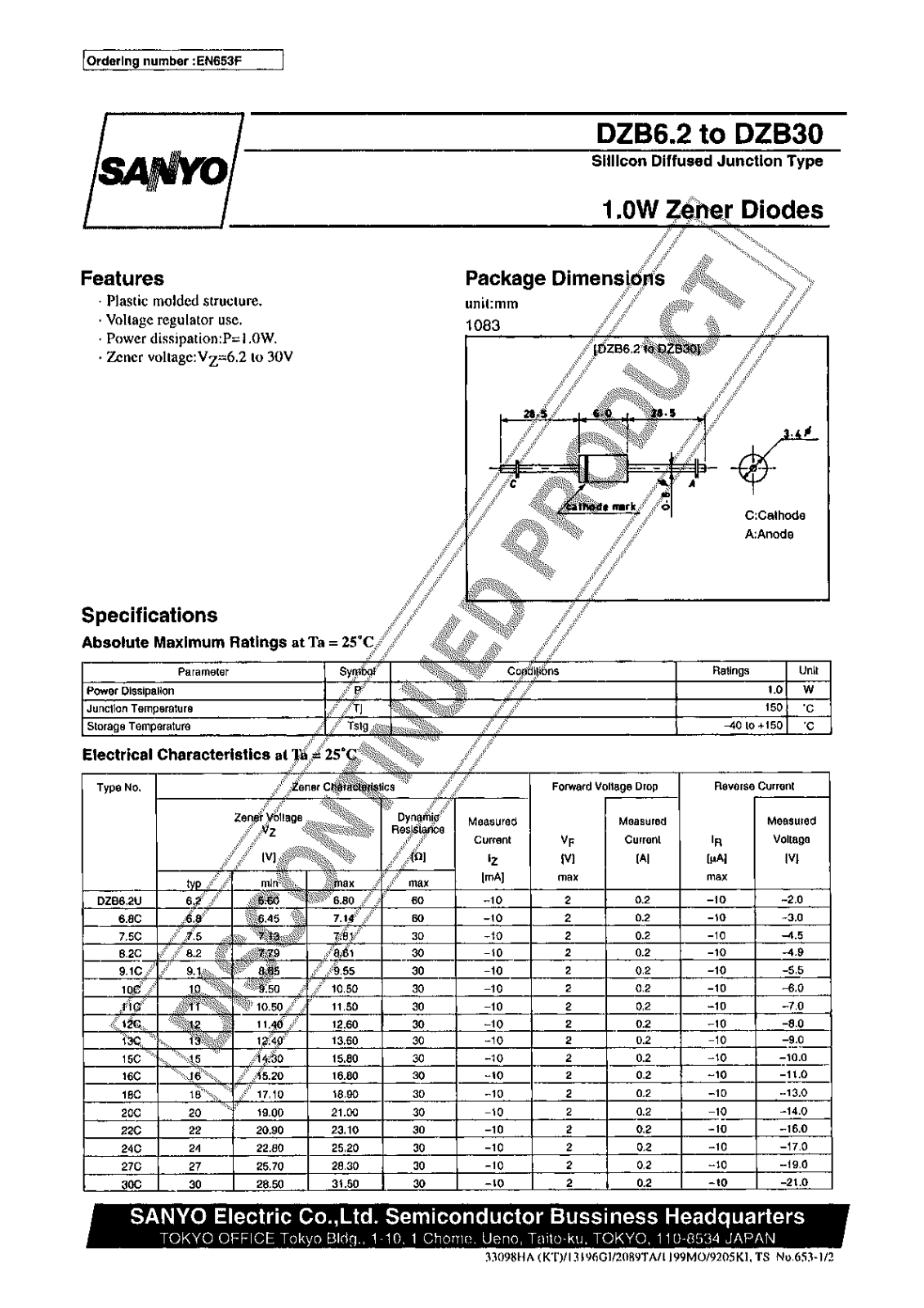 Sanyo DZB6_2~30 Specifications