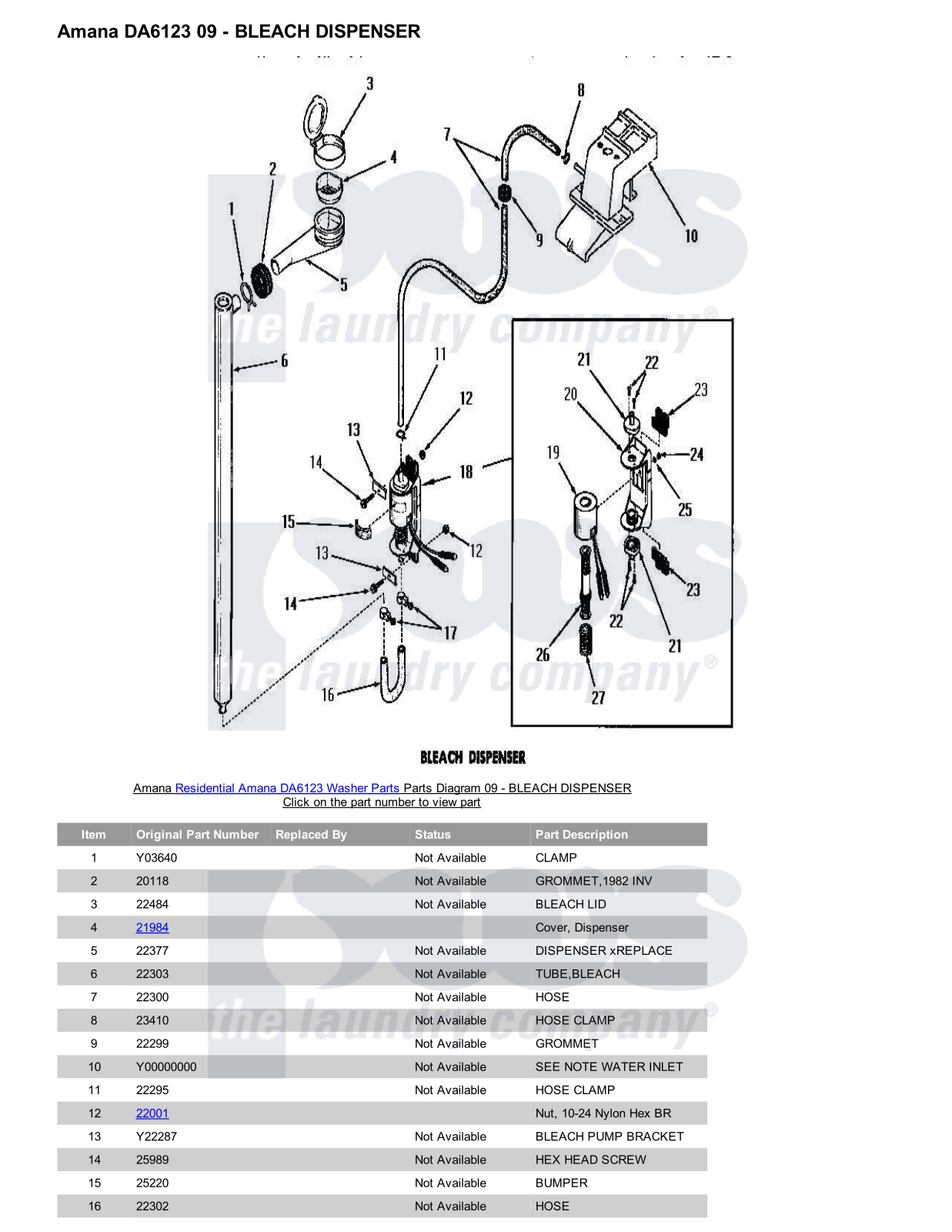 Amana DA6123 Parts Diagram