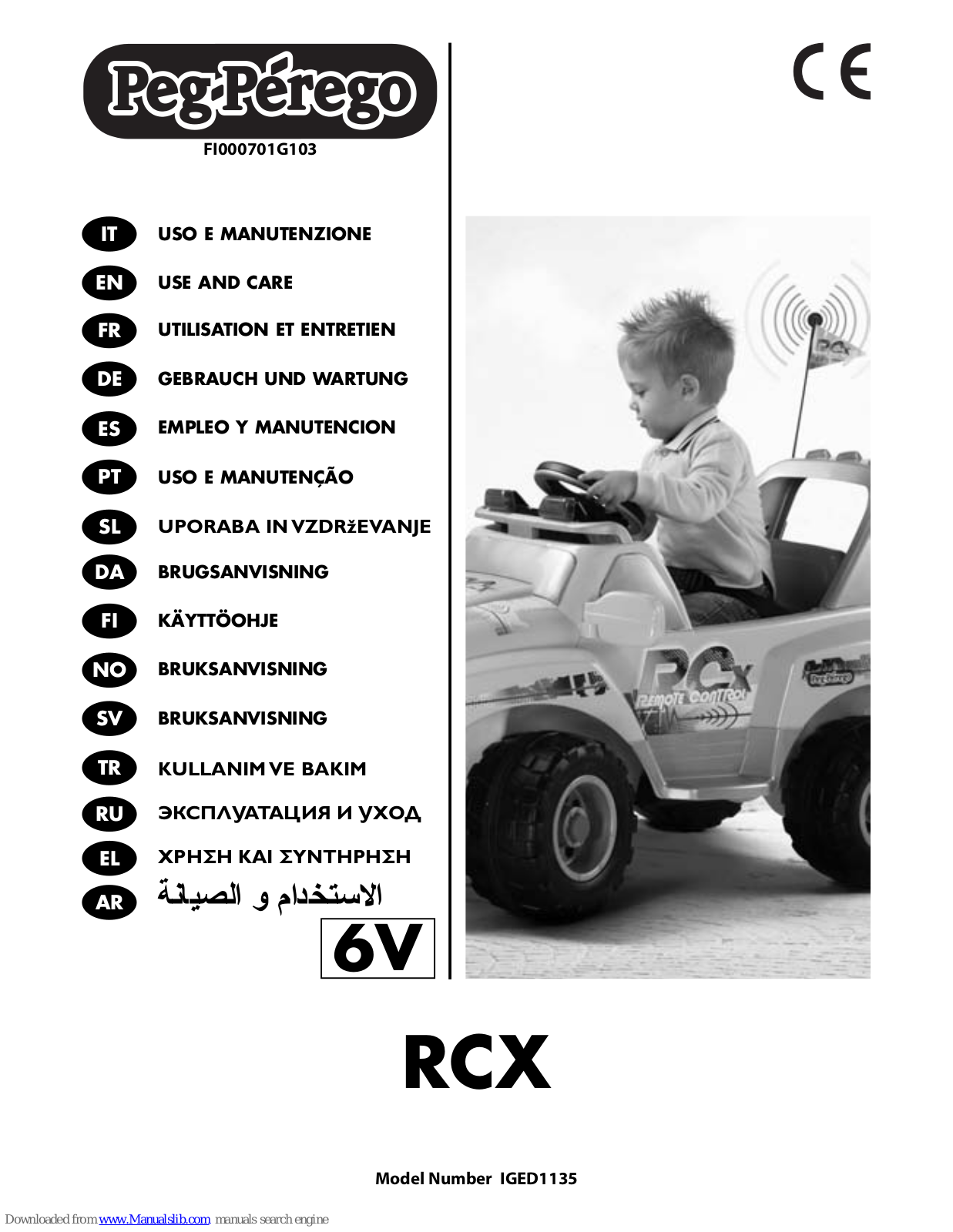 Peg-Perego RCX Use And Care Manual