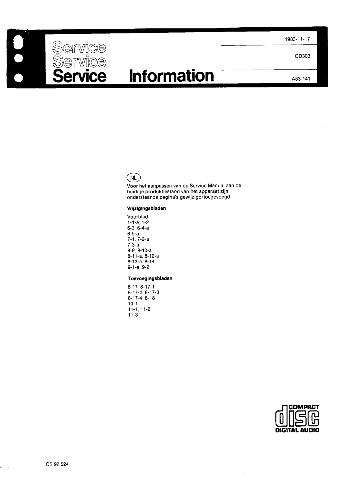 Philips CD-303 Service manual