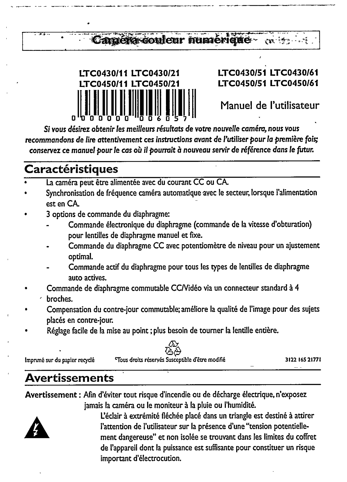 Philips LTC0450/51, LTC0450/11, LTC0430/51, LTC0430/11 User Manual