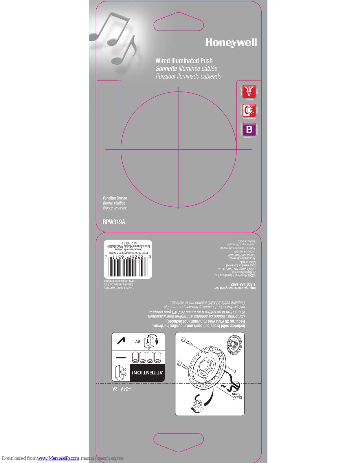 Honeywell RPW319A Instruction Leaflet