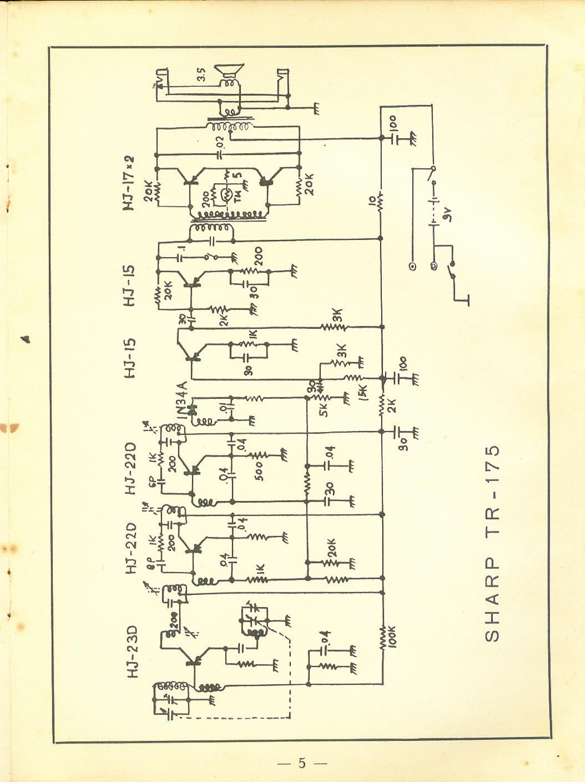 Sharp TR-175 Schematic