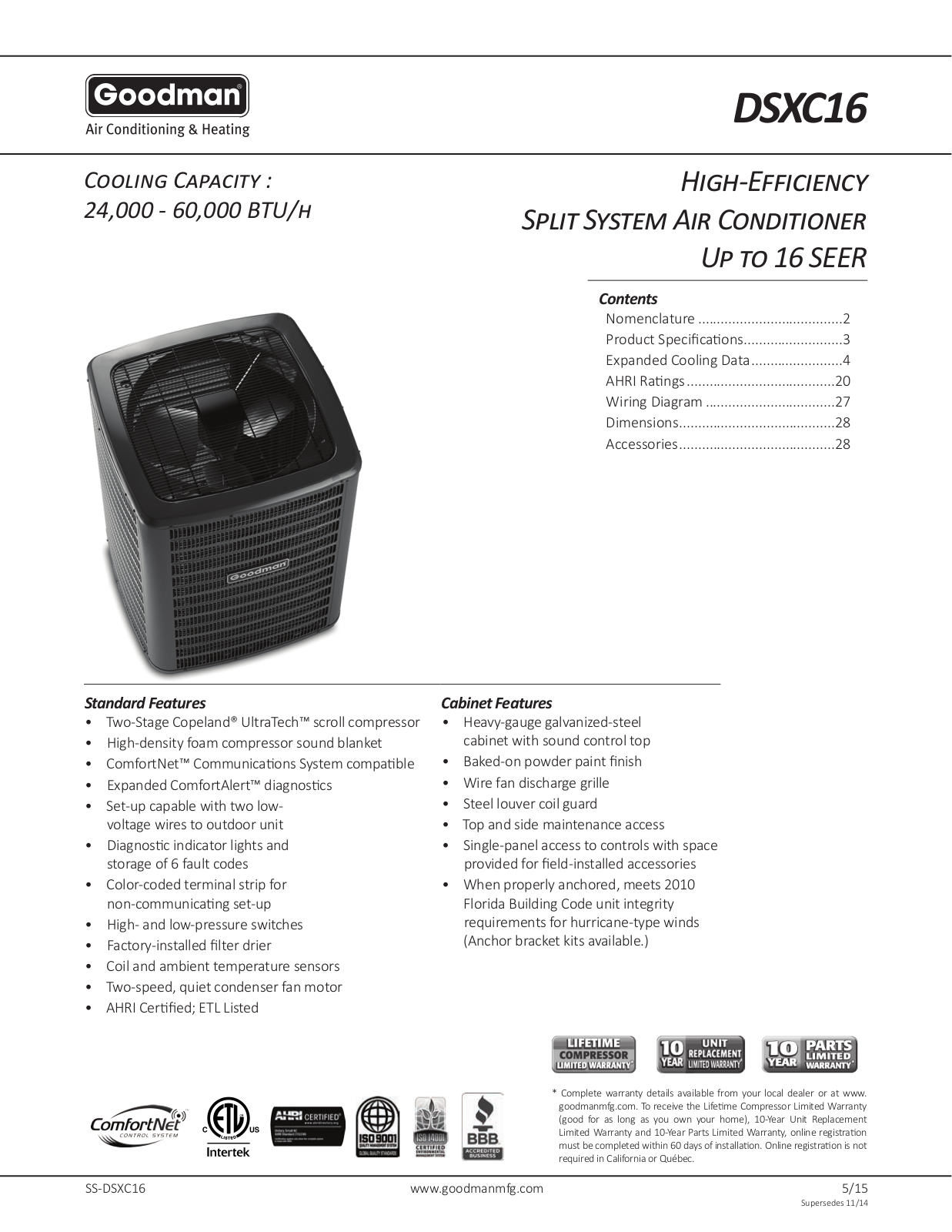 Goodman DSXC160241AA User Manual