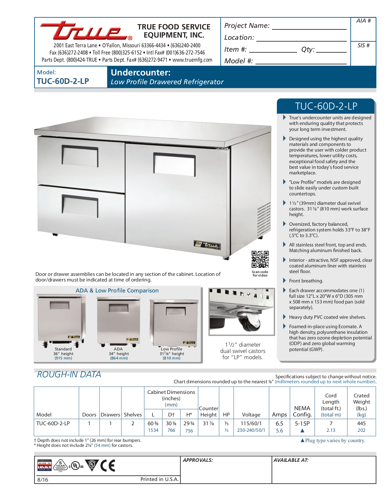 True TUC-60D-2-LP User Manual