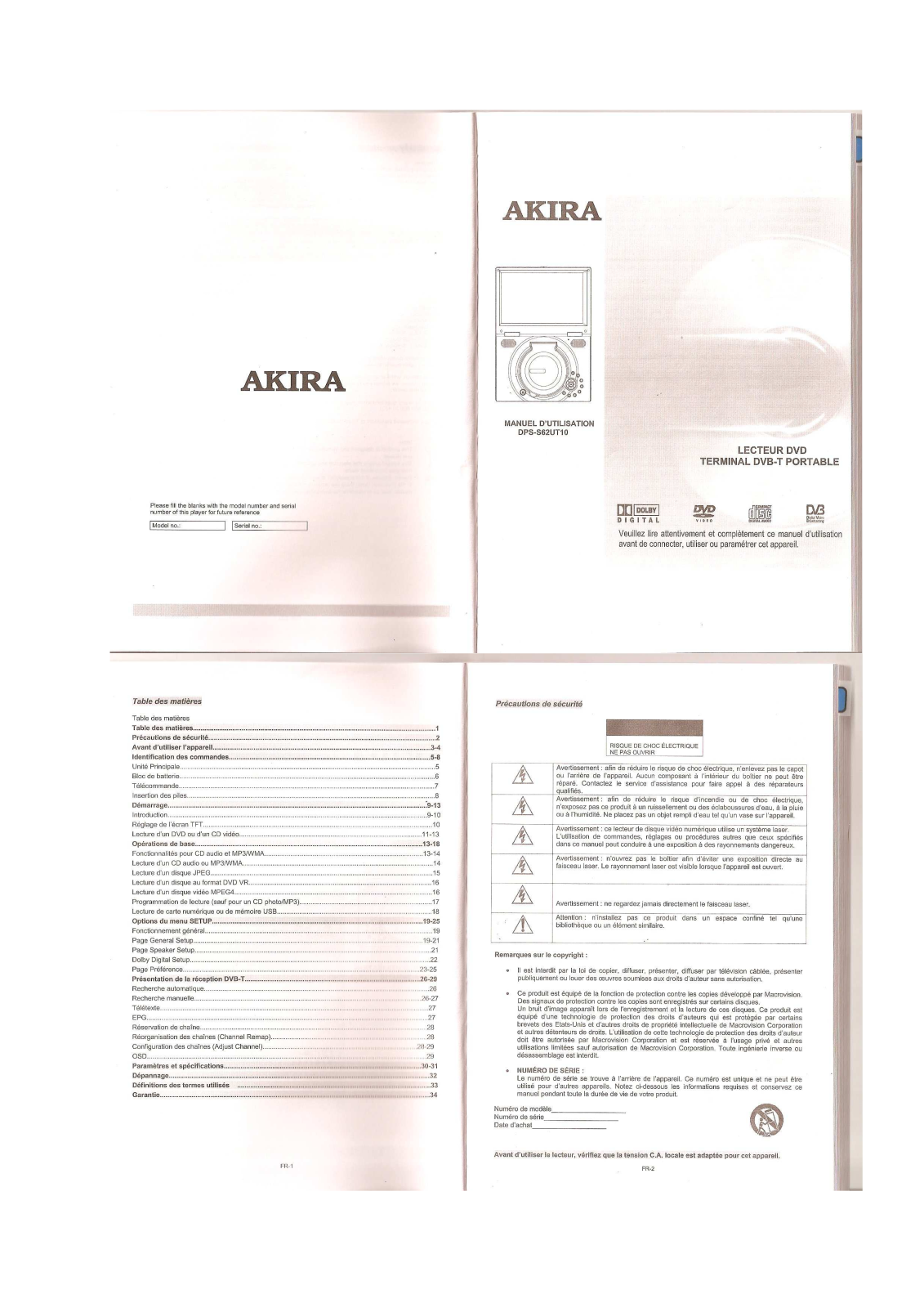 AKIRA DPS-S62UT10 User Manual