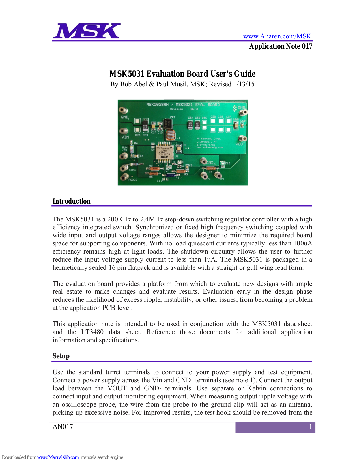 MSK MSK5031 User Manual - ManualMachine.com