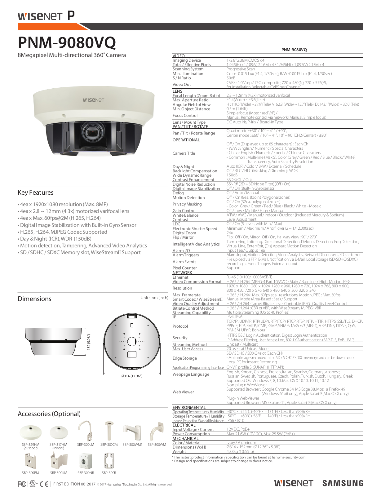 Samsung PNM-9080VQ Specsheet