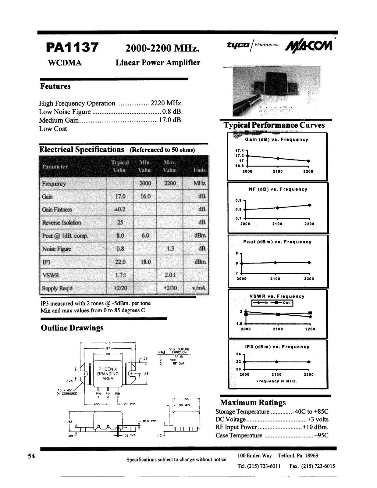 M A COM PA1137 Datasheet