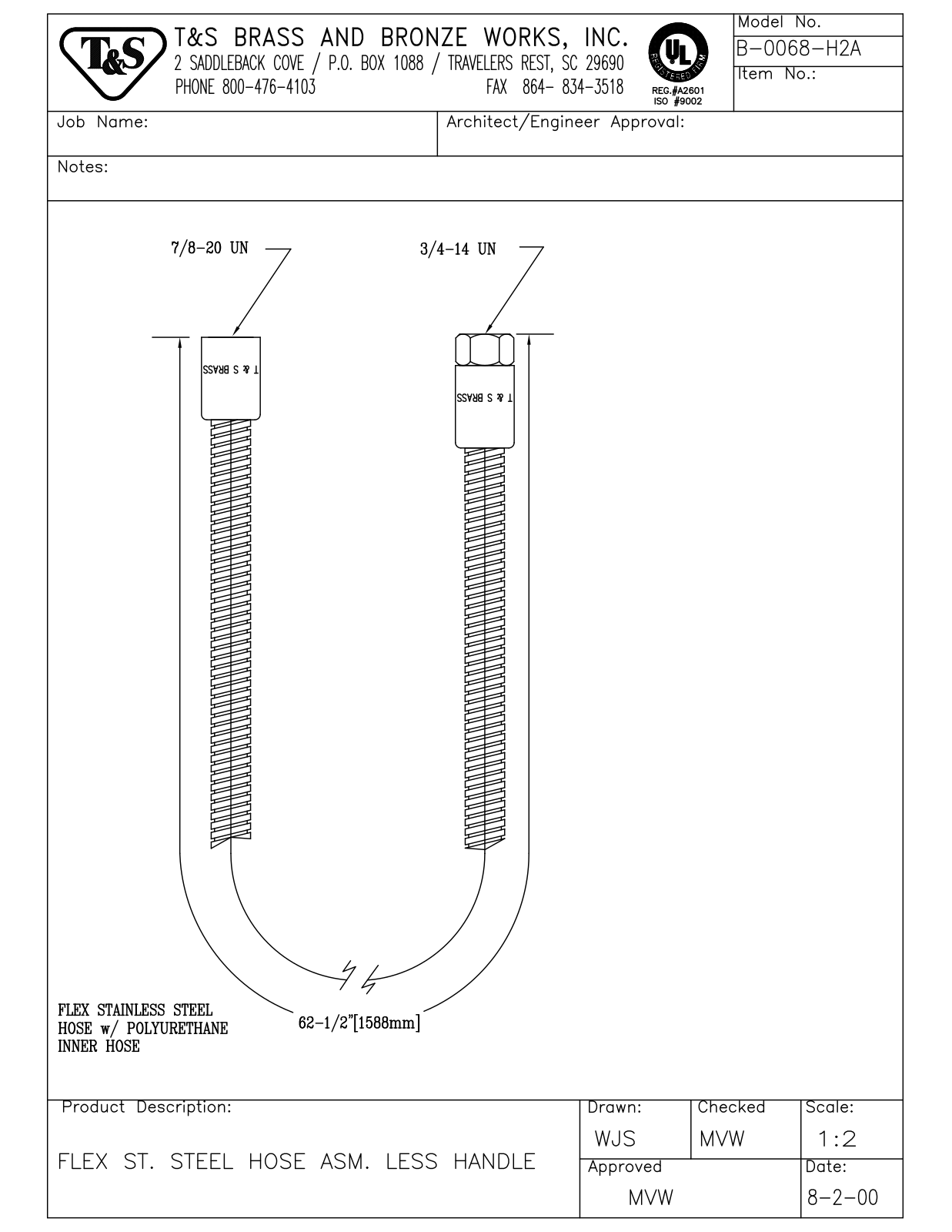 T&S Brass B-0068-H2A User Manual