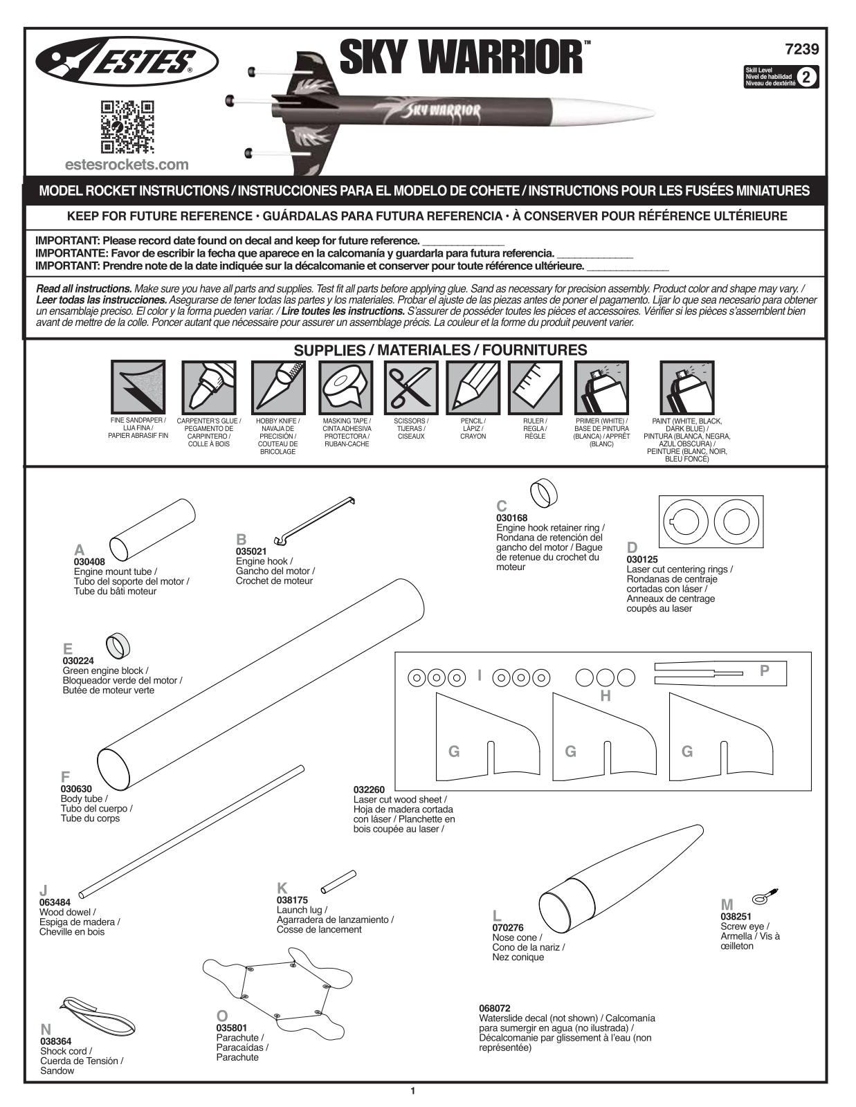 Estes Sky Warrior, 7239 User guide - ManualMachine.com