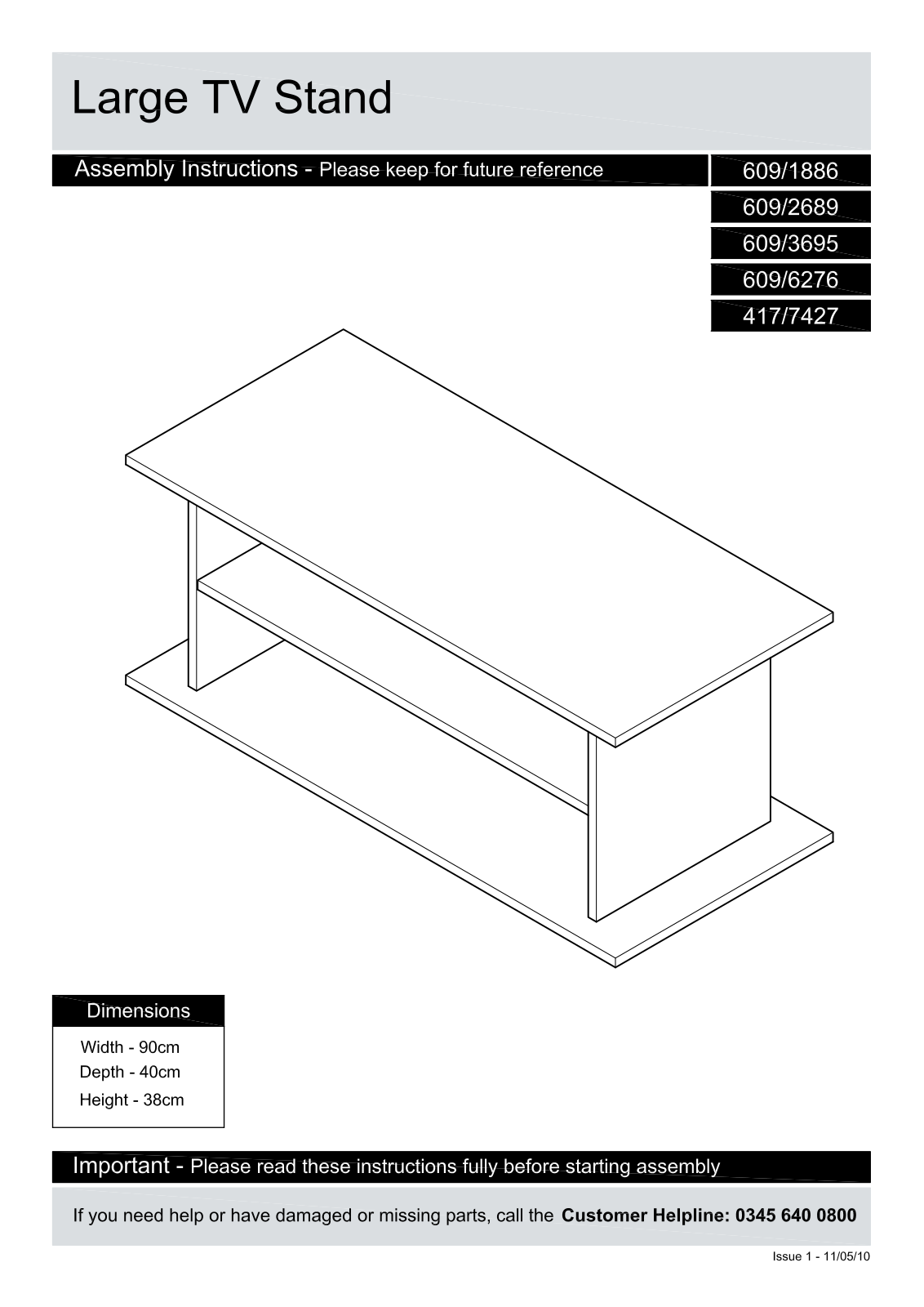 Argos 6092689 ASSEMBLY INSTRUCTIONS