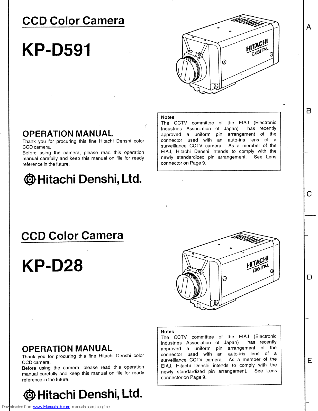 Hitachi KP-D591 Operation Manual