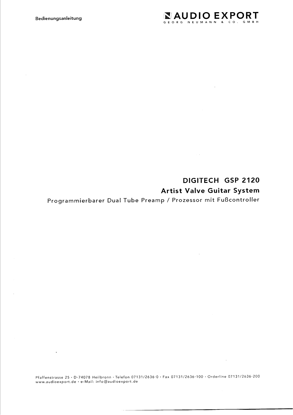 DigiTech GSP2101 User Guide