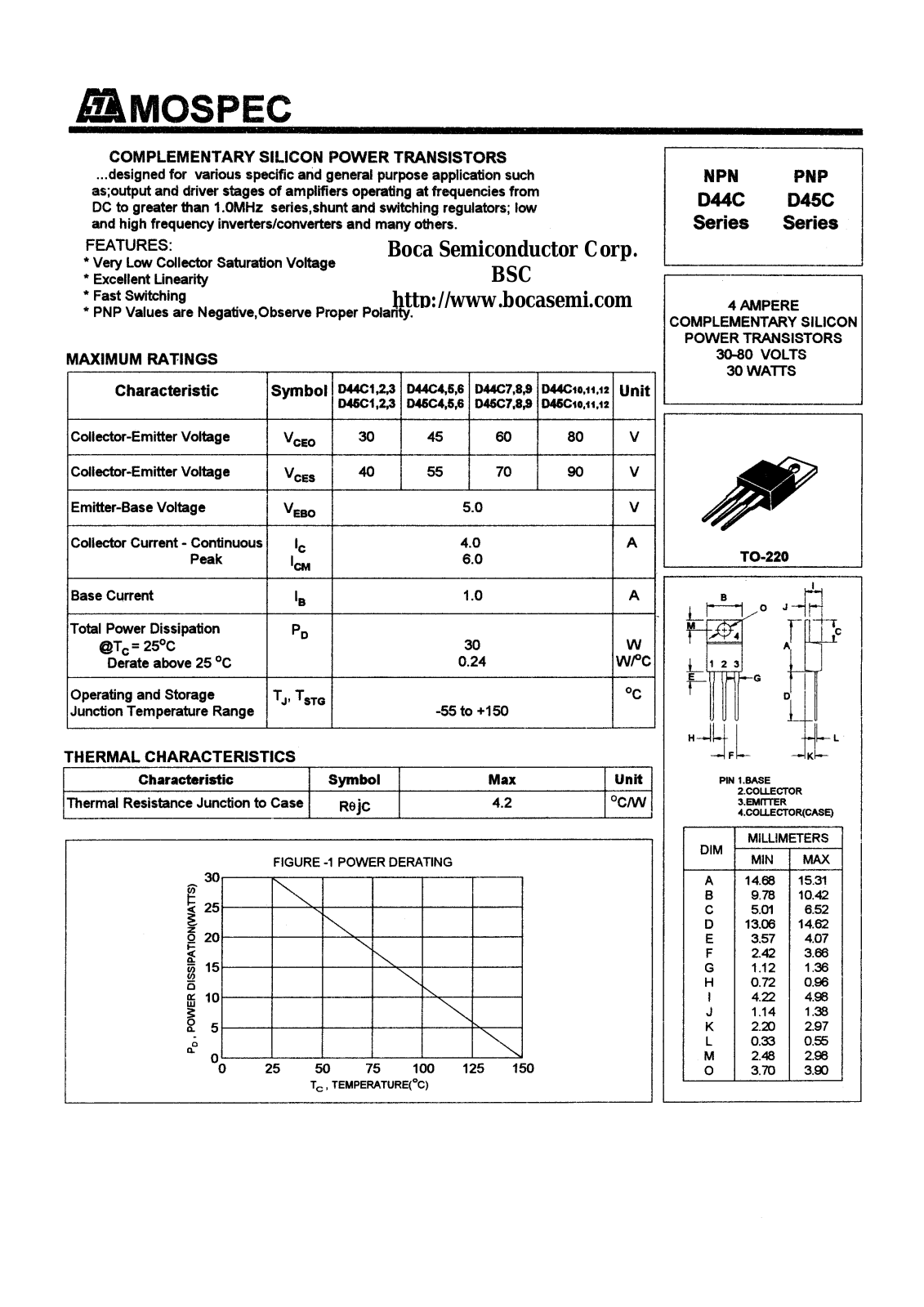 BOCA D45C8, D45C7, D45C6, D45C5, D45C4 Datasheet