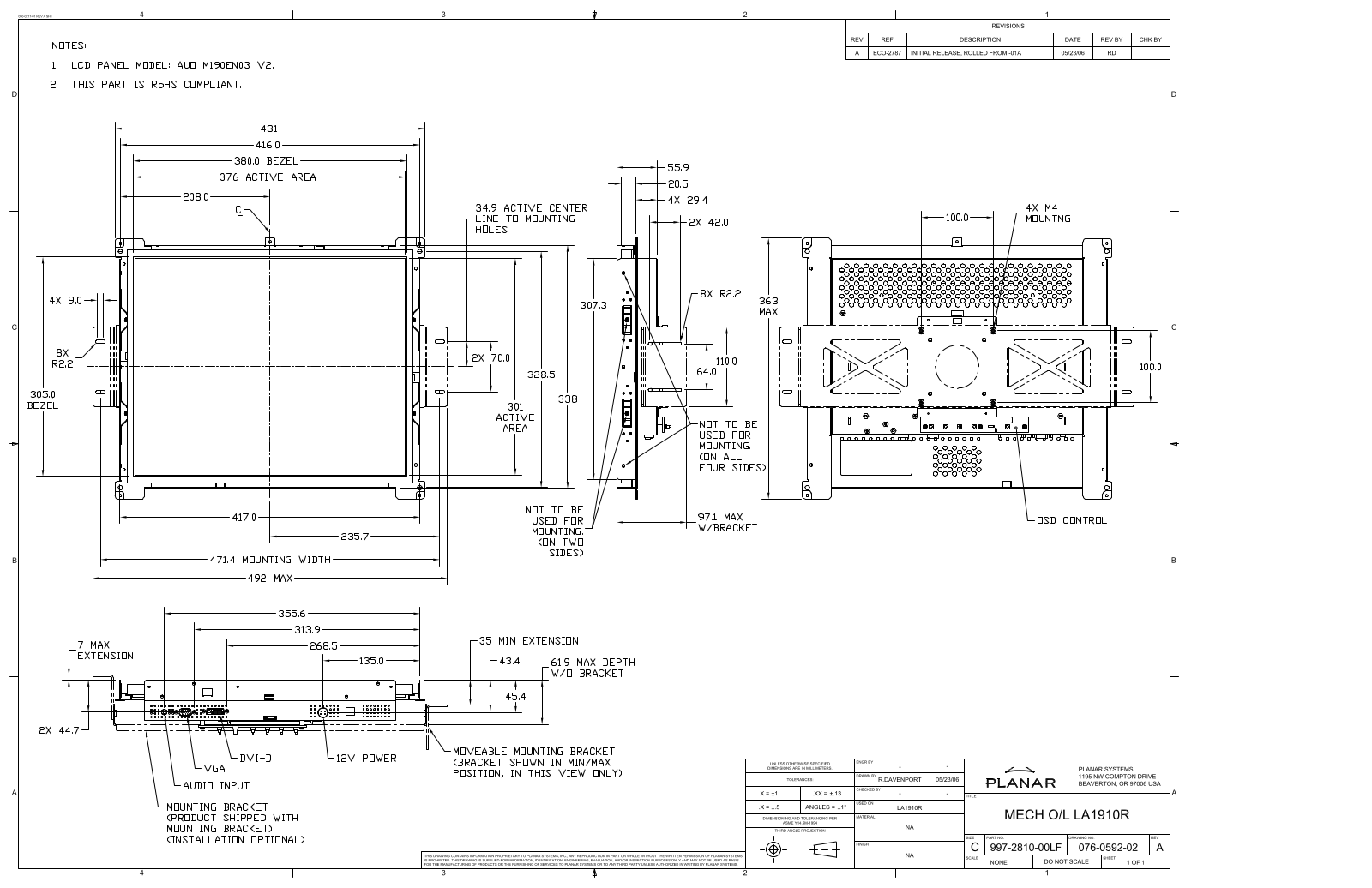 Planar LA1910R User Manual