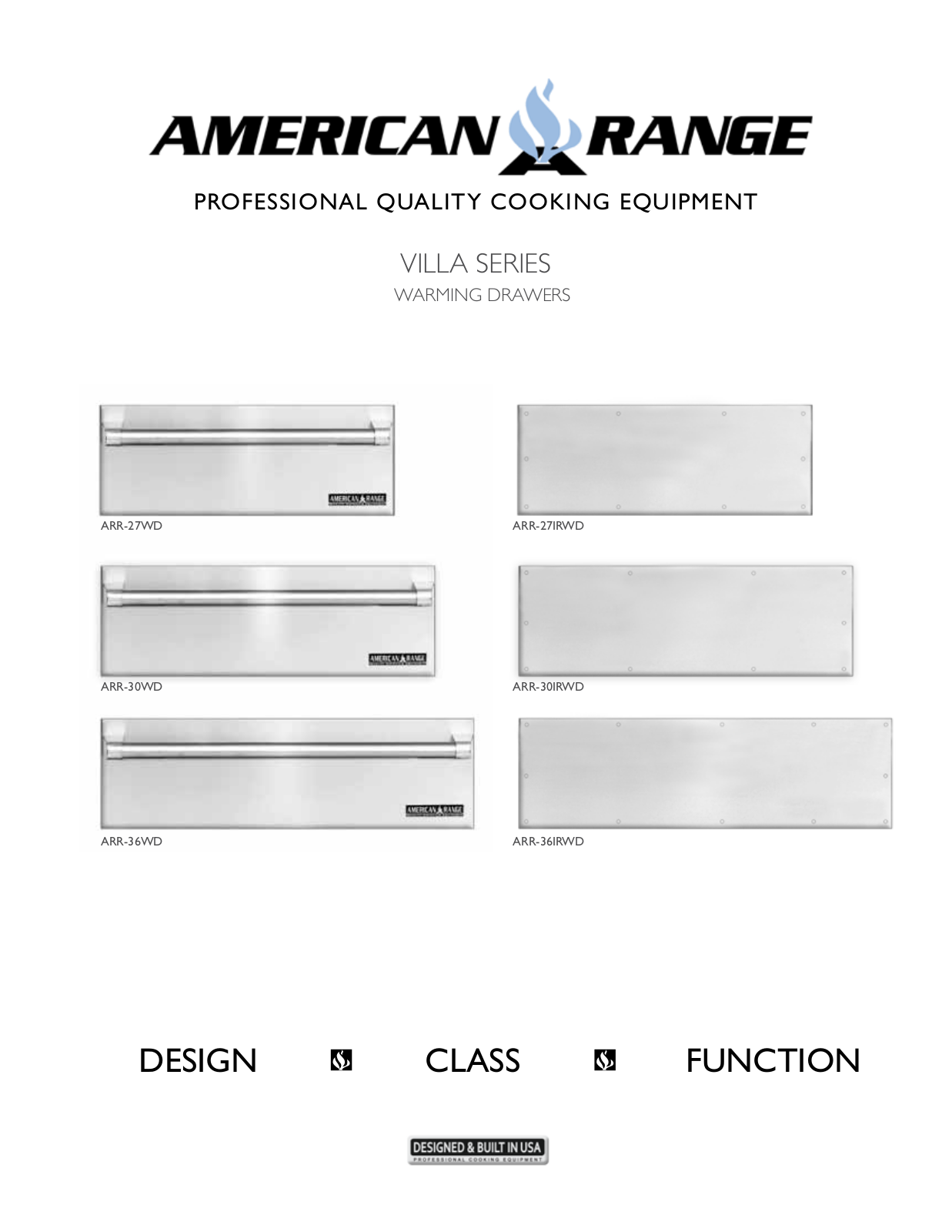 American Range ARR27IRWD, ARR30WD, ARR36WD Specifications - ManualMachine.com