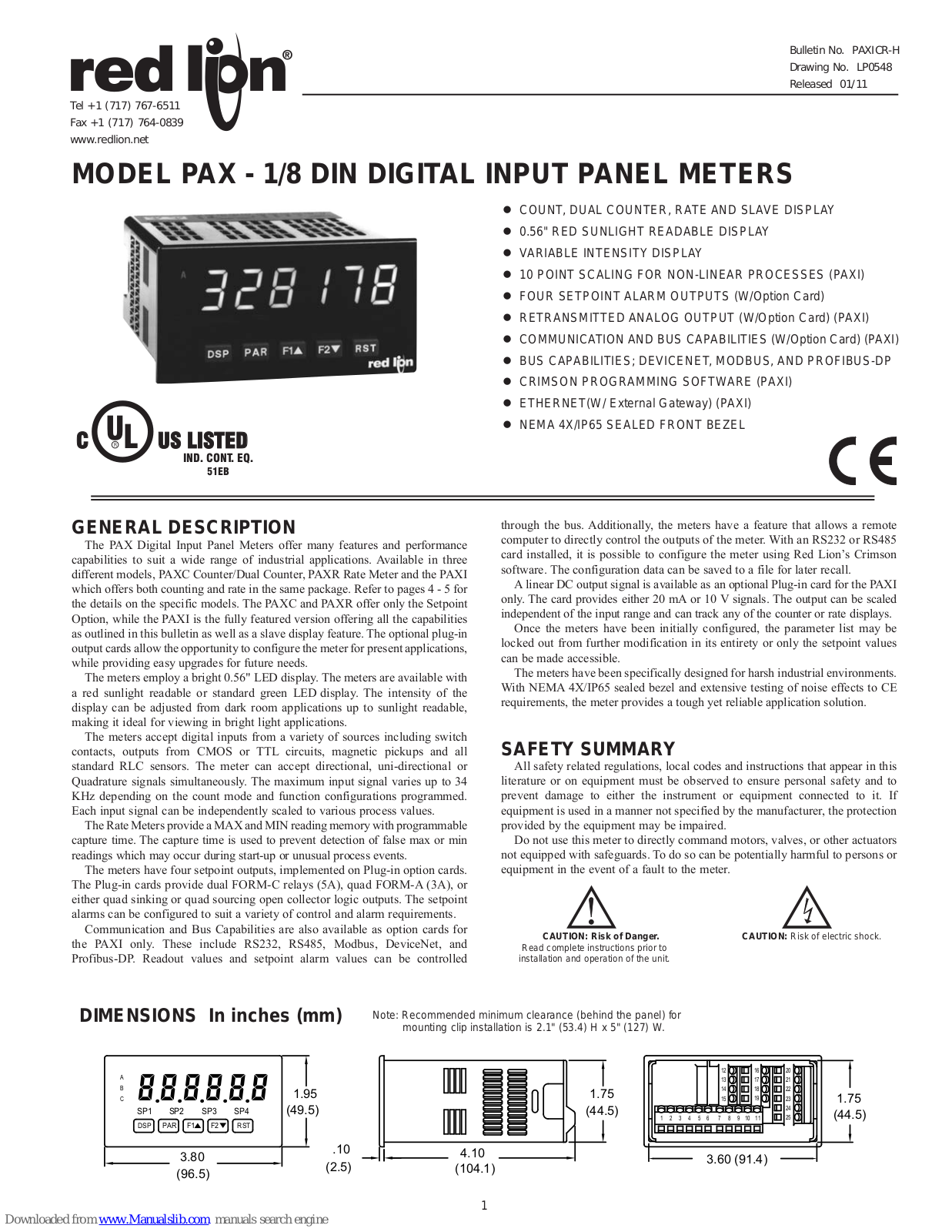 red lion PAXI, PAXC, PAXR User Manual