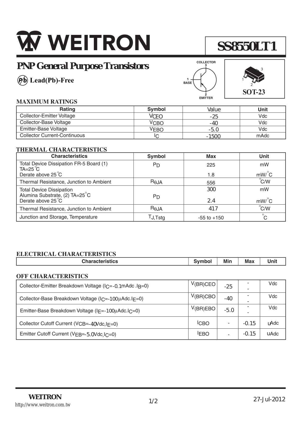 Datasheet ss8550lt1 Datasheet - ManualMachine.com