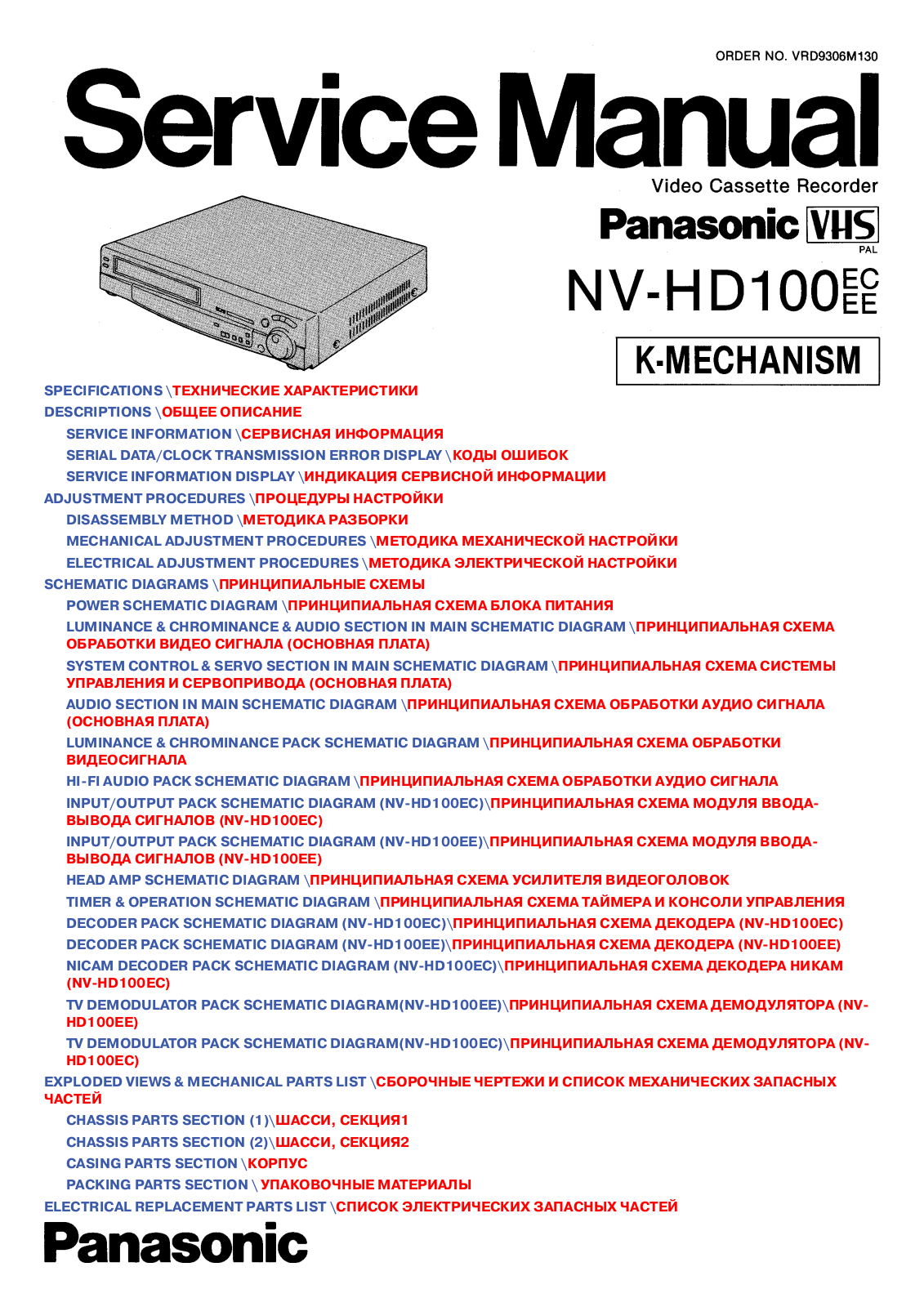 Panasonic NV-HD100 EC/EE Schematic