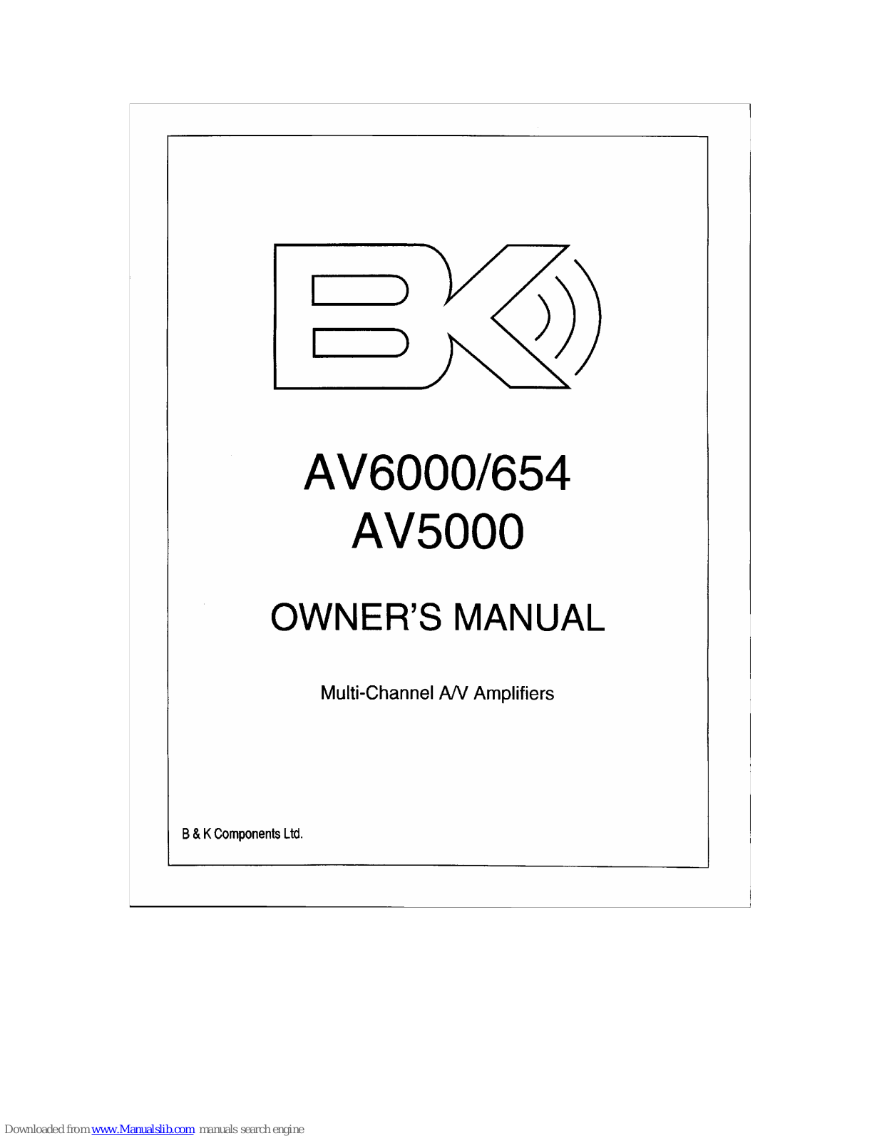 B&K COMPONENTS AV5000, AV6000, AV654 Owner's Manual - ManualMachine.com
