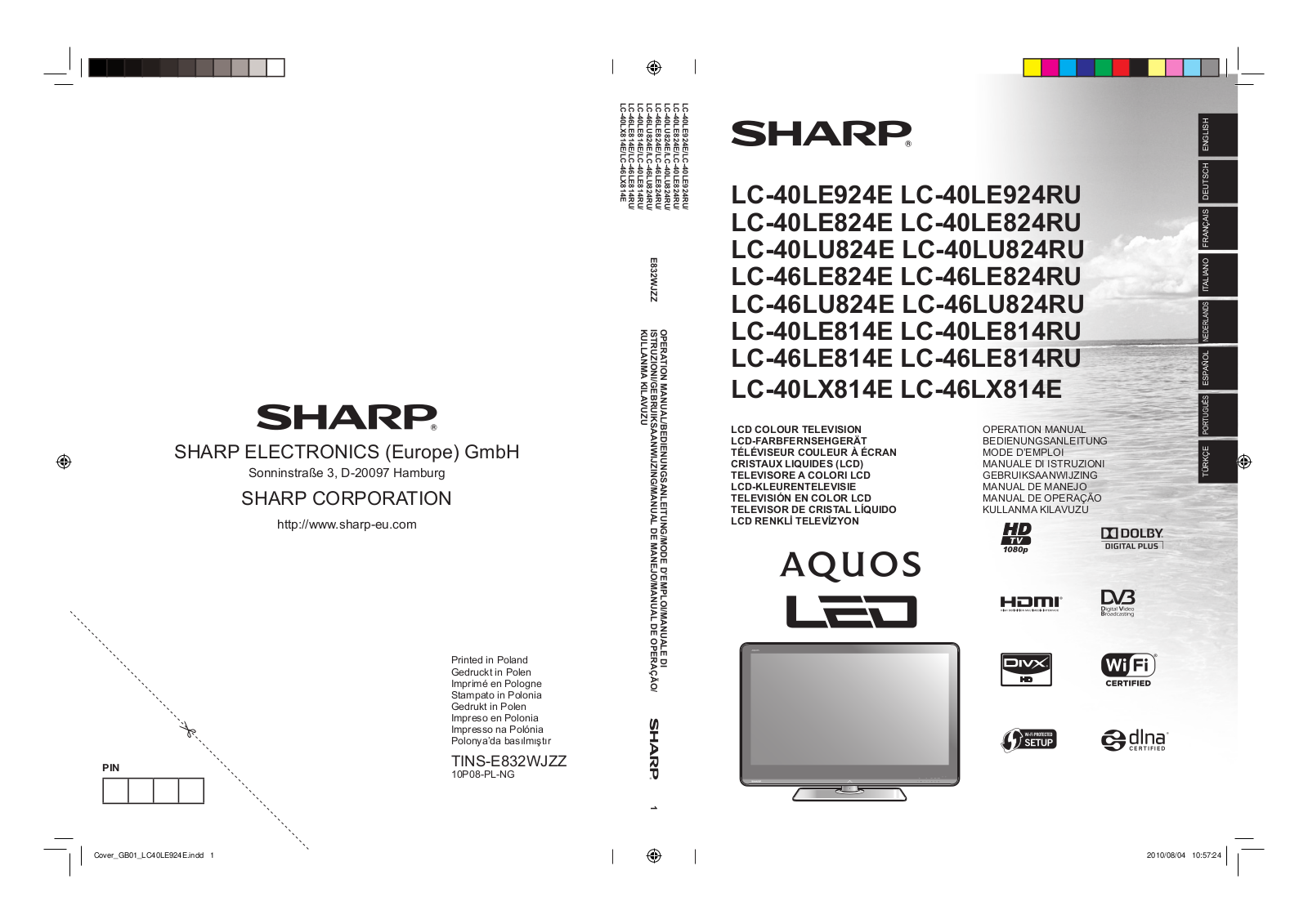 SHARP LC-40CT2E, LC-40LE700, LC-40LE730, LC-40LE831E, LC-46LE540 User Manual