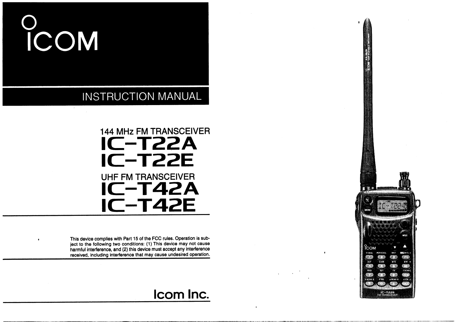 Icom IC-T22A-E User Manual