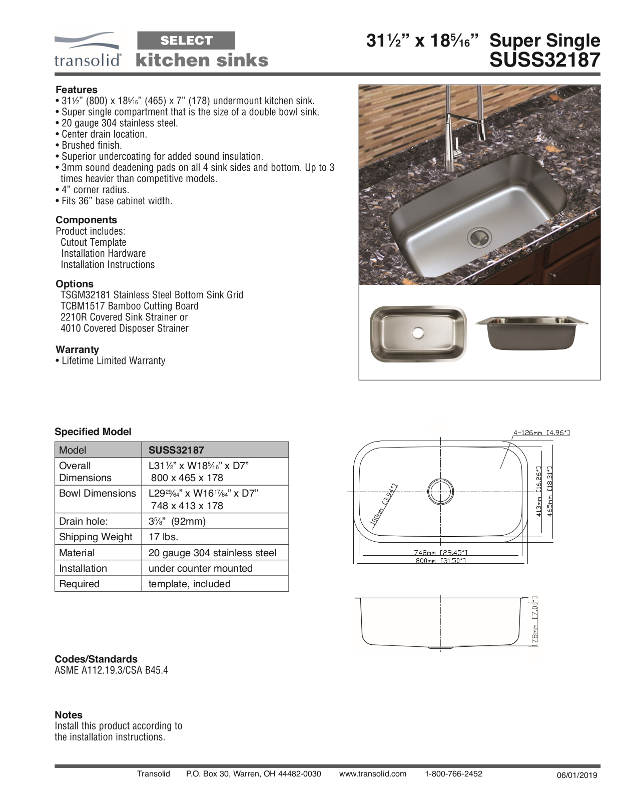 Transolid SBSW9748 Specifications - ManualMachine.com