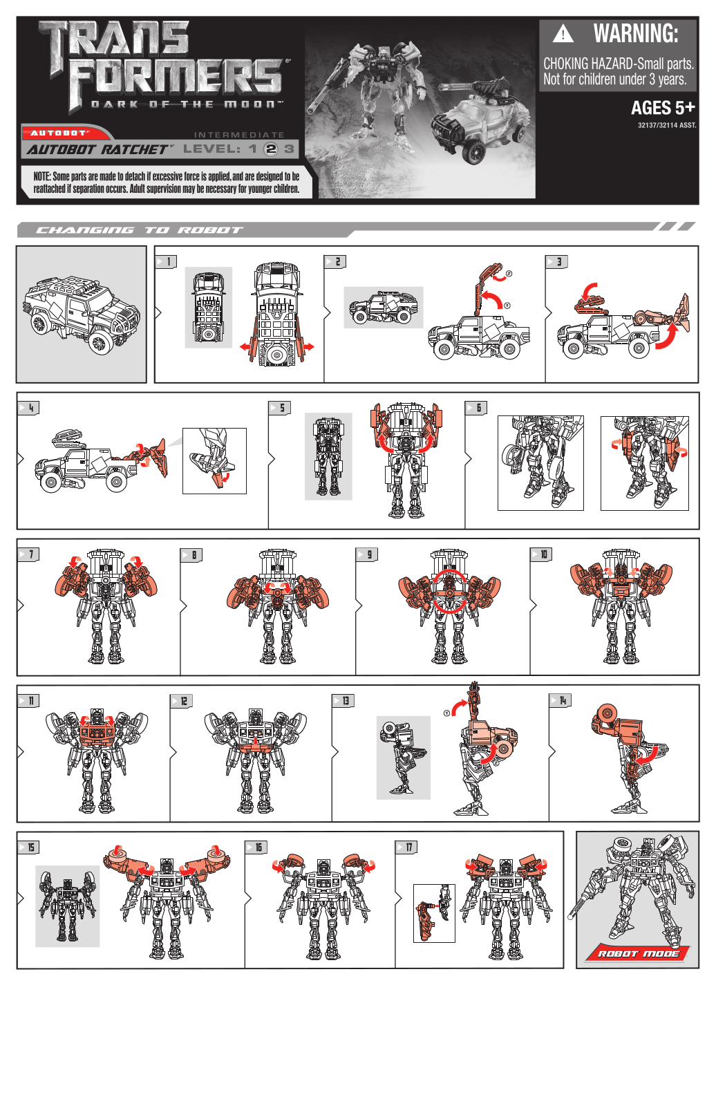 Hasbro TRANSFORMERS AUTOBOT RATCHET LEVEL 2 User Manual