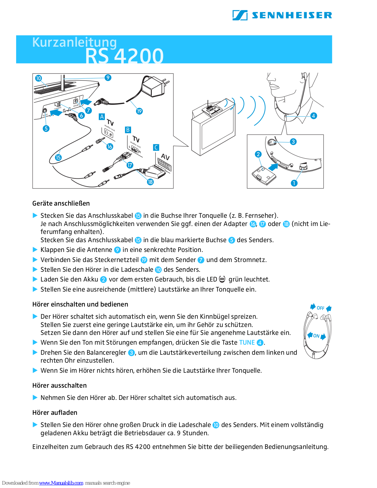 Sennheiser Quickguide RS 4200, RS 4200 Quick Instructions