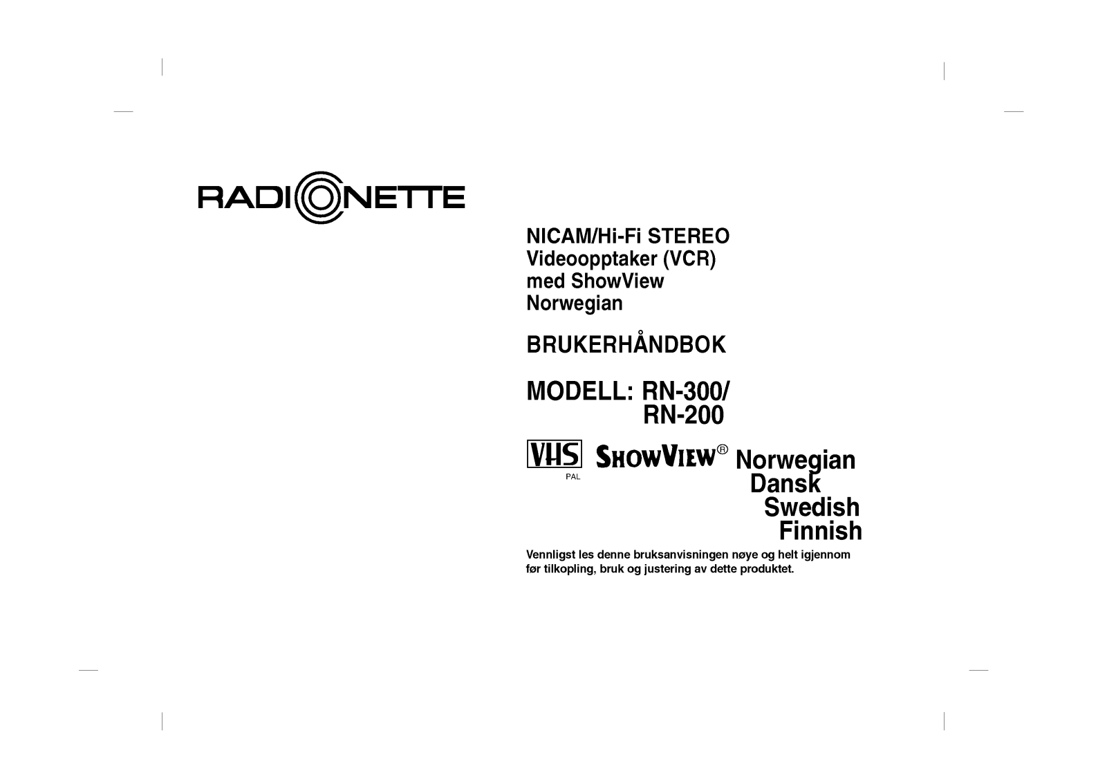 Radionette RN-200, RN-300 User Manual