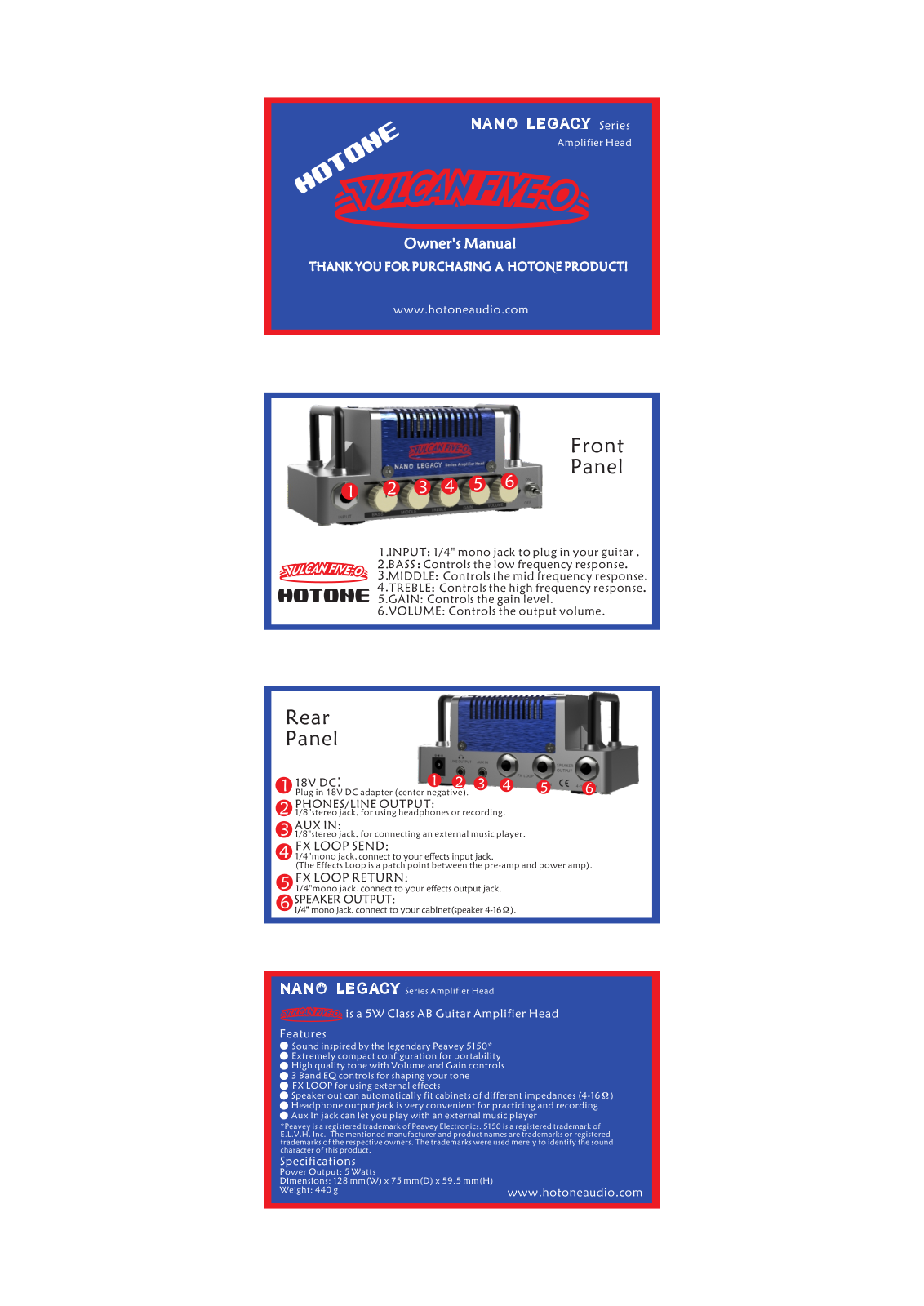 Hotone Vilcan Five-o User Manual