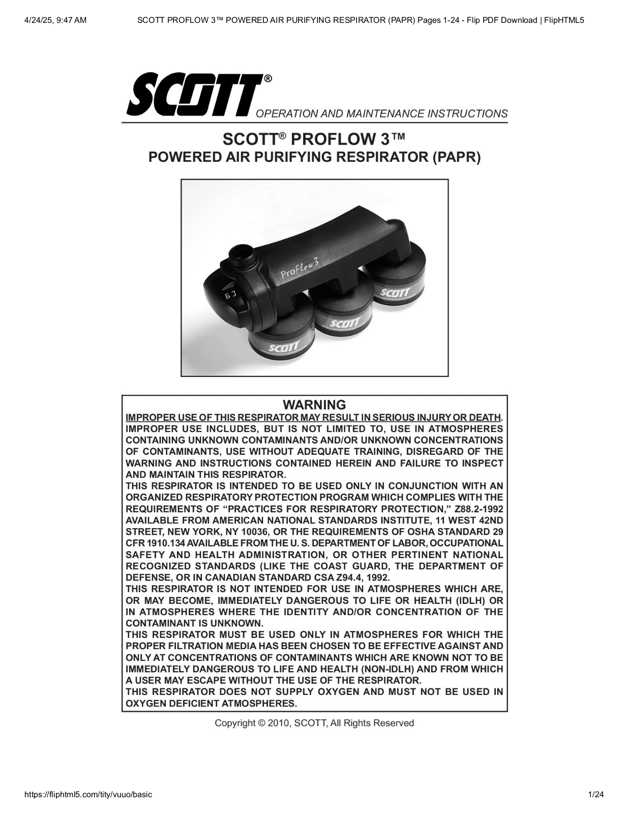 Scott ProFlow 3 Operating Instruction - ManualMachine.com