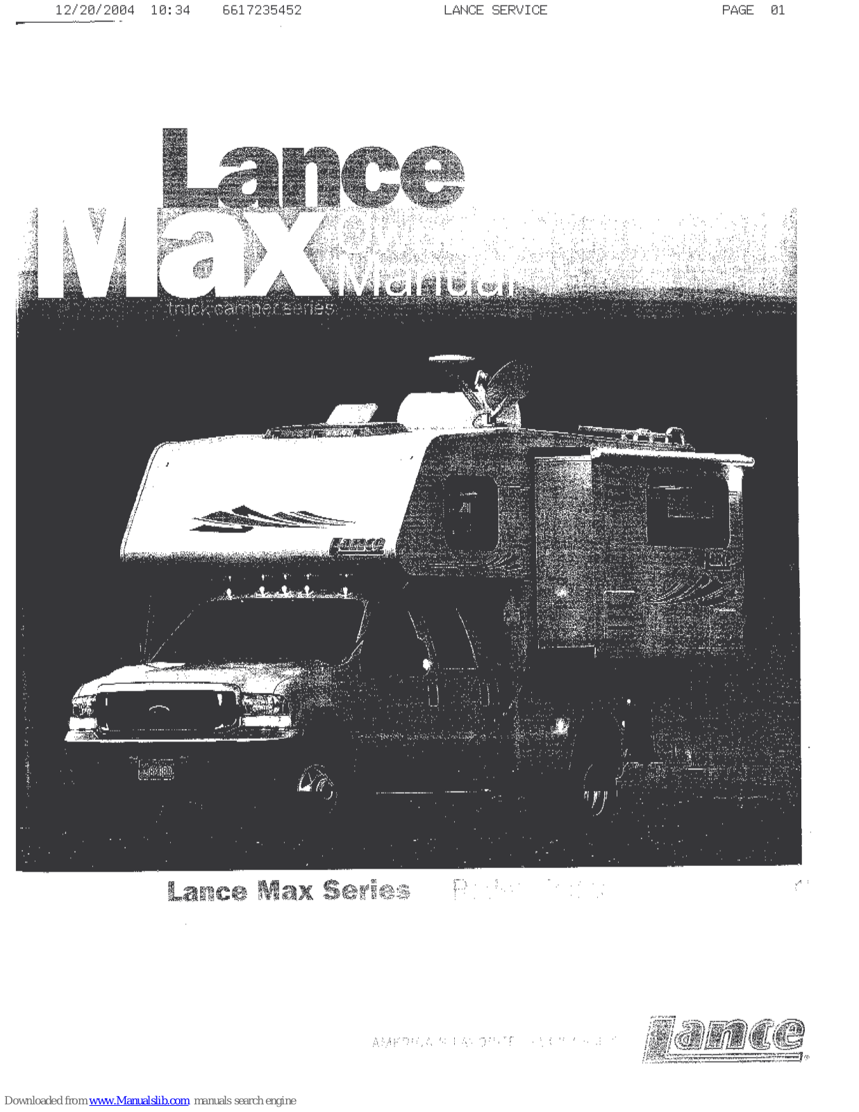 Lance 2005 Max Series Owner's Manual